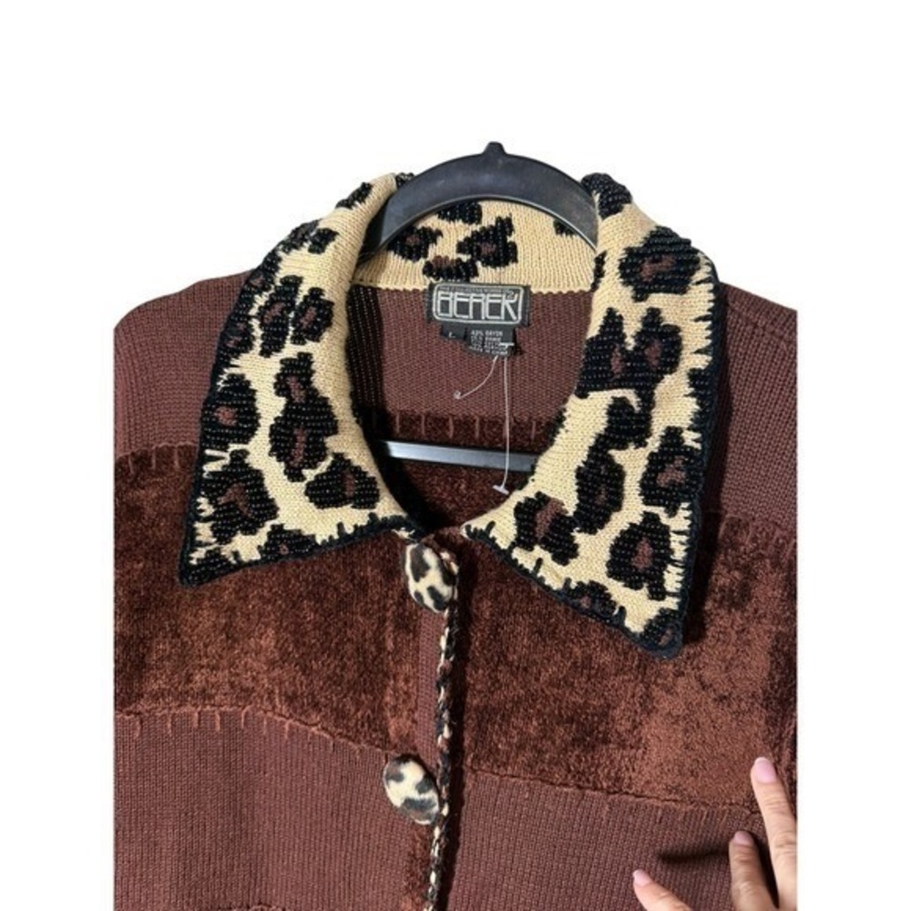 Berek Cardigan Womens L Leopard Print Button Up Art To Wear Statement Jacket - Picture 6 of 16